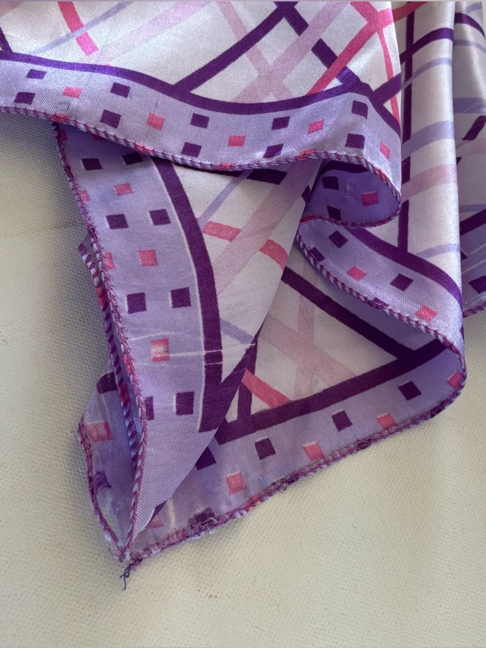 Purple Geometric Silk-Like Scarf - Women Accessories